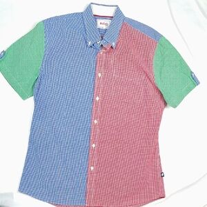 STAFFORD Prep Men's Short Sleeve Gingham Check Multi Color Shirt